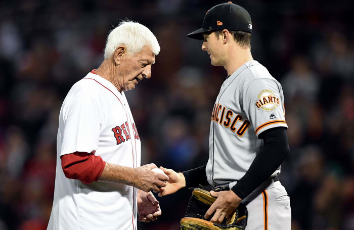 Carl Yastrzemski with his grandson, Mike
